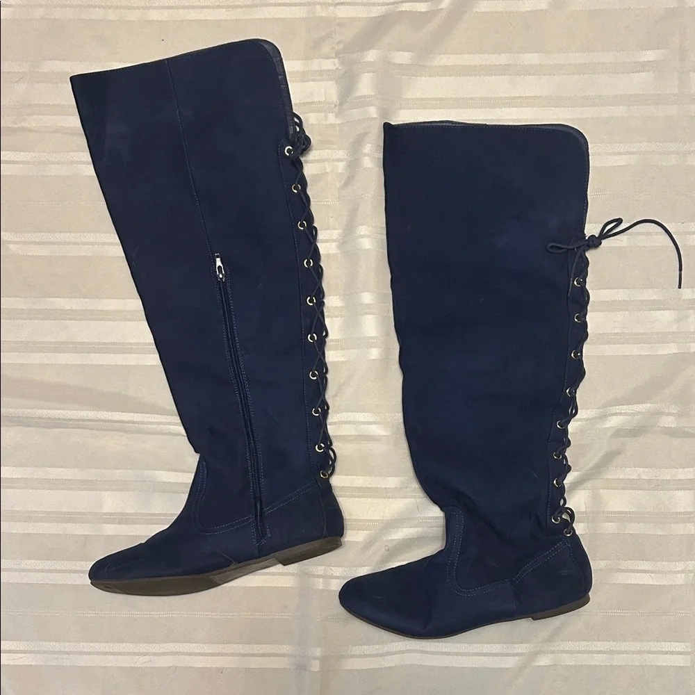 Women's Navy Knee-High Boots